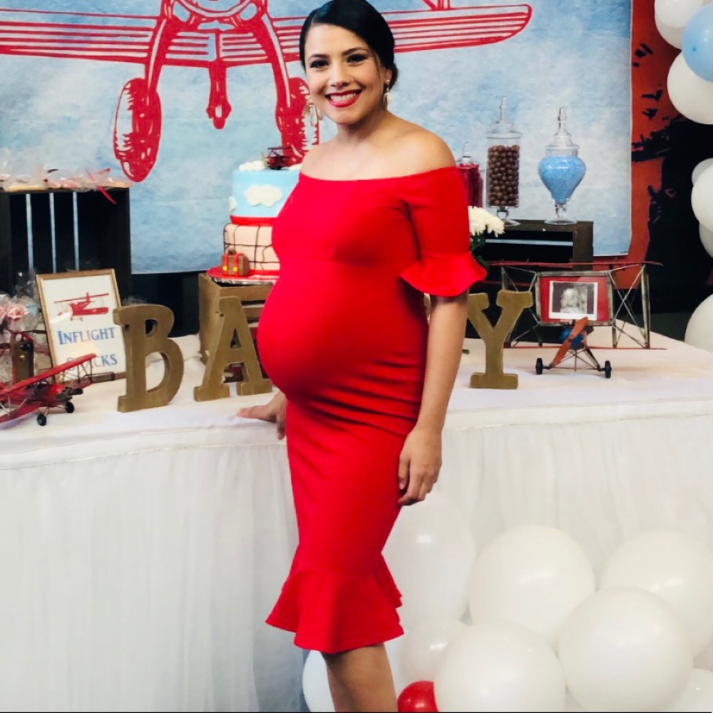 Red maternity dress